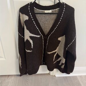 ILLA ILLA Dark Brown and Cream Cardigan